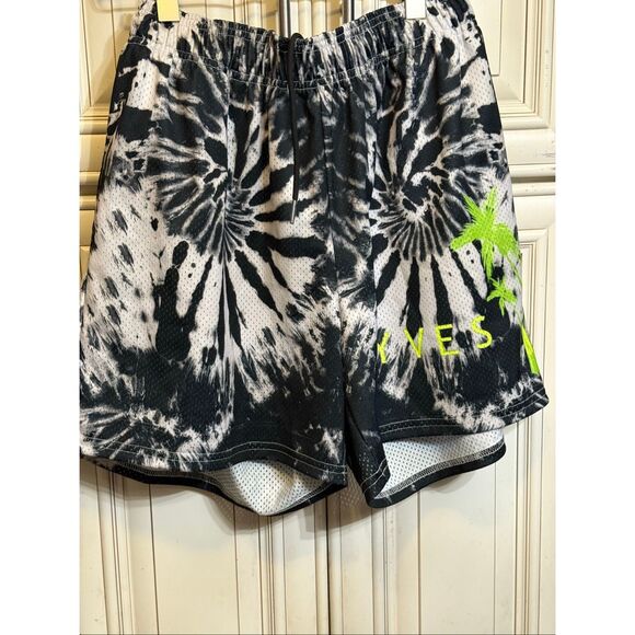 Yves Men's Tie Dye Athletic Basketball Shorts Black and White Large NWOT - Picture 3 of 8